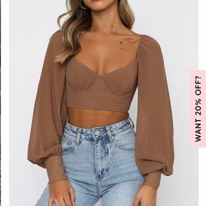Social Seduction Long Sleeve Crop Chocolate